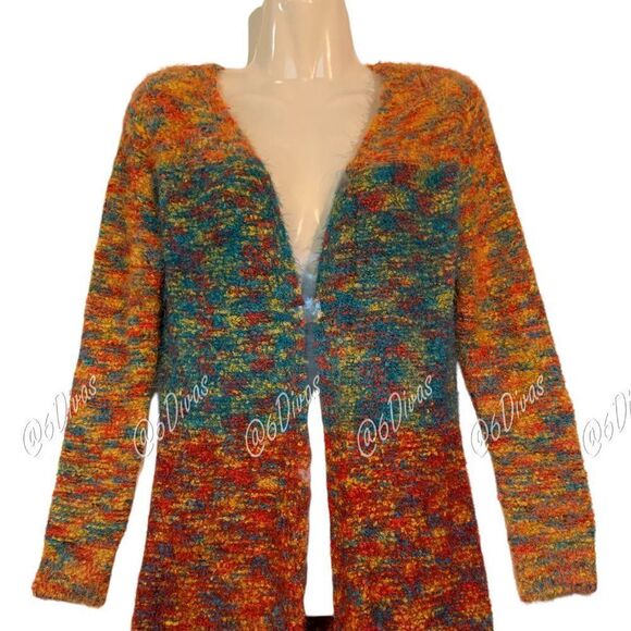𝅺MULTICOLOR Cotton  Soft Lightweight Sweater Cardigan Jacket Coat- Size S - Picture 1 of 9